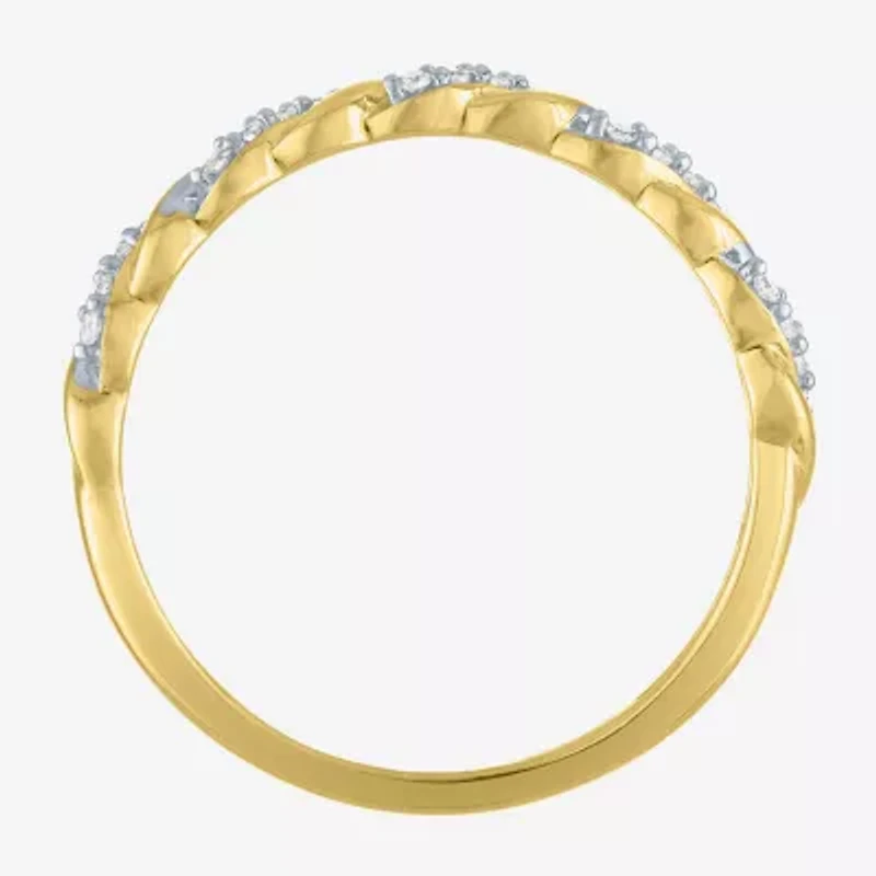 (G-H / Si2-I1) Womens 3MM 1/10 CT. T.W. Lab Grown White Diamond 10K Gold Anniversary Wedding Band