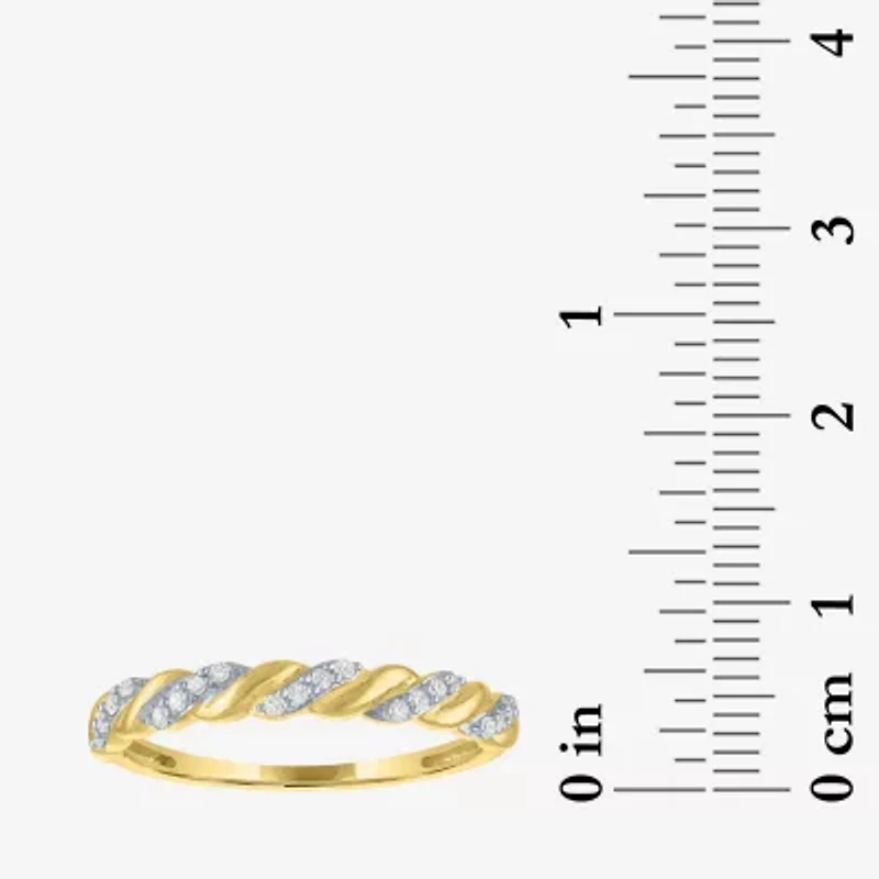 (G-H / Si2-I1) Womens 3MM 1/10 CT. T.W. Lab Grown White Diamond 10K Gold Anniversary Wedding Band