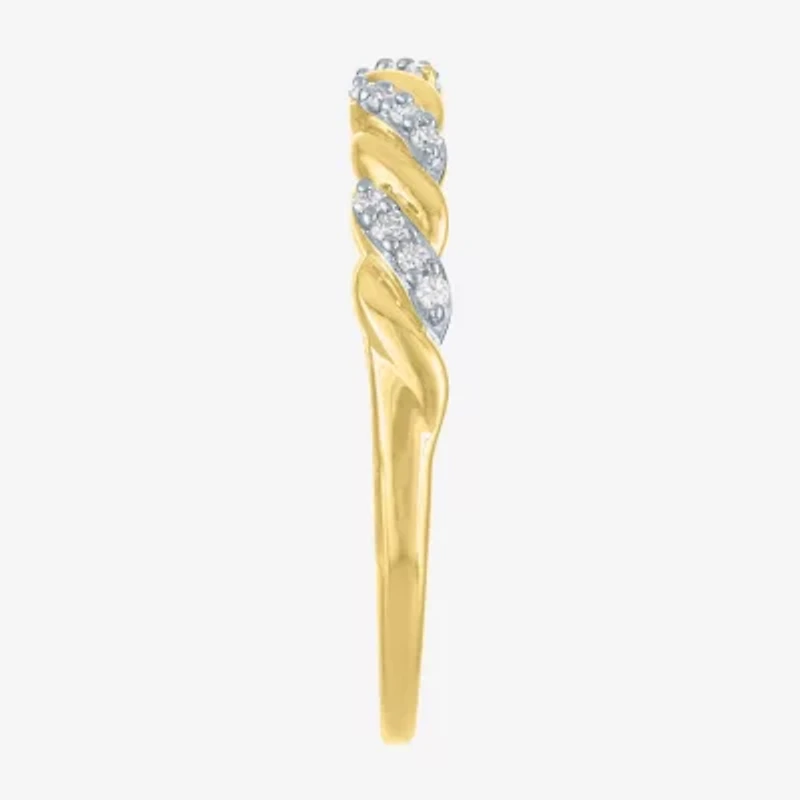 (G-H / Si2-I1) Womens 3MM 1/10 CT. T.W. Lab Grown White Diamond 10K Gold Anniversary Wedding Band