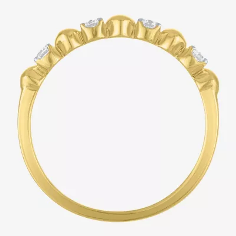 (G-H / Si2 I1)														 Womens 1/10 CT. T.W. Lab Grown White Diamond 10K Gold Heart Anniversary Wedding Band