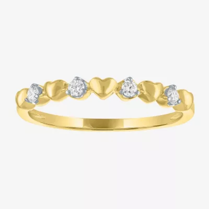 (G-H / Si2 I1)														 Womens 1/10 CT. T.W. Lab Grown White Diamond 10K Gold Heart Anniversary Wedding Band