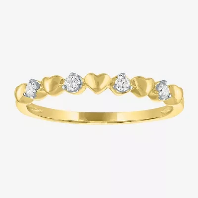 (G-H / Si2 I1)														 Womens 1/10 CT. T.W. Lab Grown White Diamond 10K Gold Heart Anniversary Wedding Band