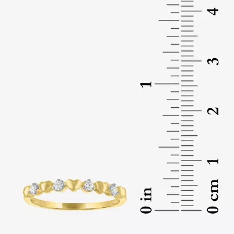 (G-H / Si2 I1)														 Womens 1/10 CT. T.W. Lab Grown White Diamond 10K Gold Heart Anniversary Wedding Band