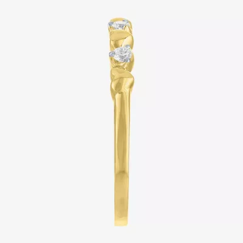 (G-H / Si2 I1)														 Womens 1/10 CT. T.W. Lab Grown White Diamond 10K Gold Heart Anniversary Wedding Band