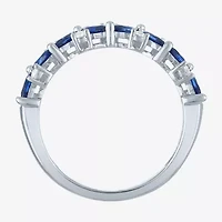 Modern Bride Gemstone Womens 1/10 CT. T.W. Lab Created Blue Sapphire 10K White Gold Wedding Band