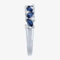 Modern Bride Gemstone Womens 1/10 CT. T.W. Lab Created Blue Sapphire 10K White Gold Wedding Band