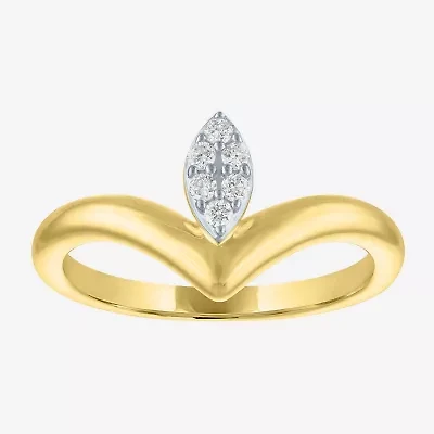 Diamond Addiction (G-H, Si2-I1) Womens 1/10 CT. T.W. Lab Grown White 14K Gold Over Silver Sterling Marquise Cocktail Ring