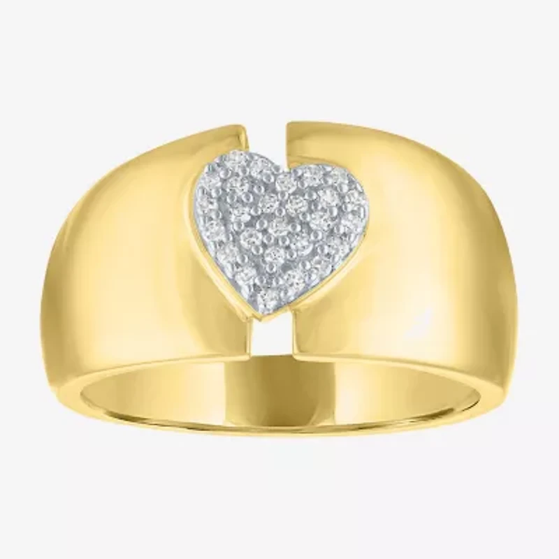 Diamond Addiction (G-H, Si2-I1) Womens 11M 1/10 CT. T.W. Lab Grown White 14K Gold Over Silver Sterling Heart Band