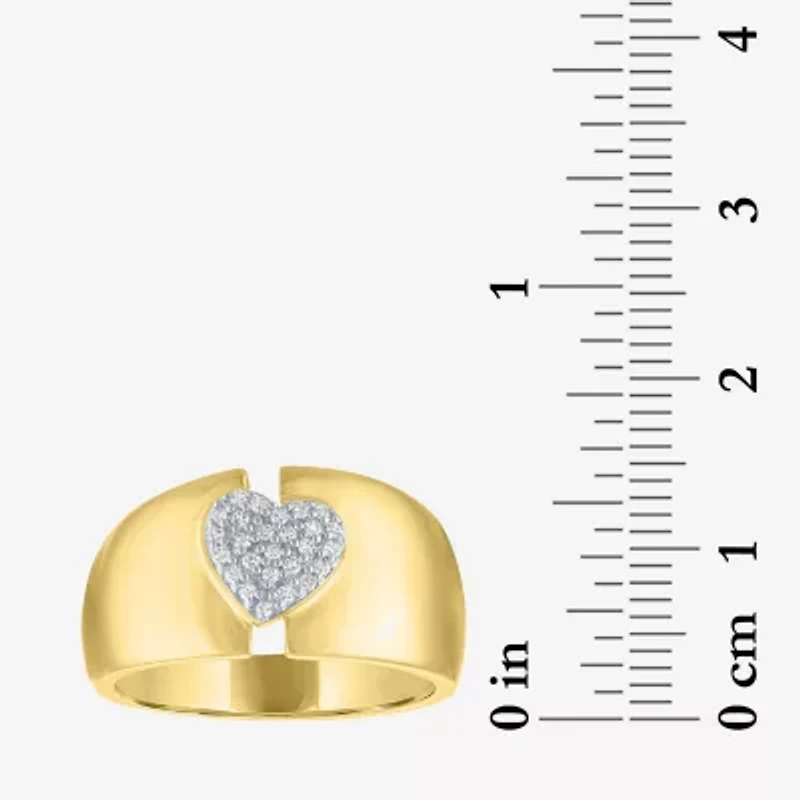 Diamond Addiction (G-H, Si2-I1) Womens 11M 1/10 CT. T.W. Lab Grown White 14K Gold Over Silver Sterling Heart Band