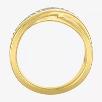 Diamond Addiction (G-H, Si2-I1) Womens 10.5MM 1/4 CT. T.W. Lab Grown White 14K Gold Over Silver Sterling Round Crossover Side Stone Band