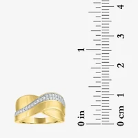 Diamond Addiction (G-H, Si2-I1) Womens 10.5MM 1/4 CT. T.W. Lab Grown White 14K Gold Over Silver Sterling Round Crossover Side Stone Band