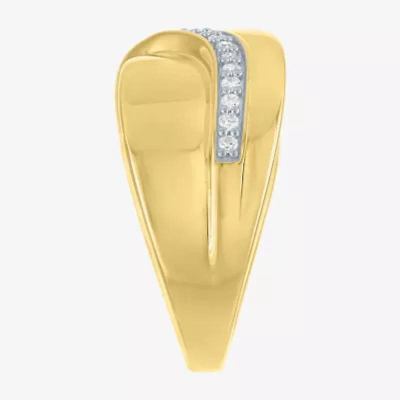 Diamond Addiction (G-H, Si2-I1) Womens 10.5MM 1/4 CT. T.W. Lab Grown White 14K Gold Over Silver Sterling Round Crossover Side Stone Band
