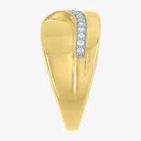 Diamond Addiction (G-H, Si2-I1) Womens 10.5MM 1/4 CT. T.W. Lab Grown White 14K Gold Over Silver Sterling Round Crossover Side Stone Band