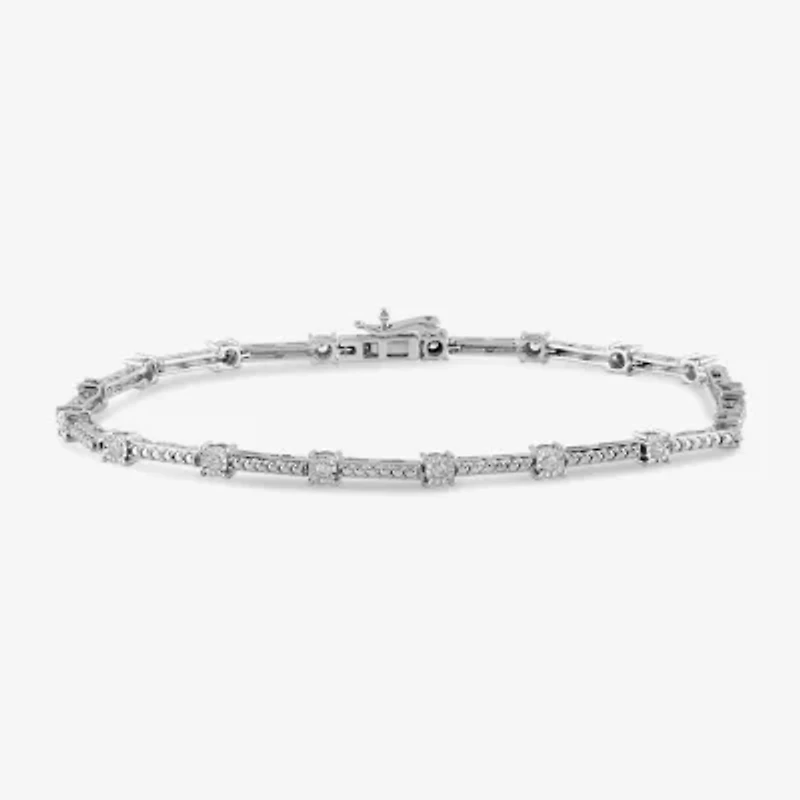 Womens 1/4 CT. T.W. Lab Grown White Diamond Sterling Silver 7.25 Inch Tennis Bracelet
