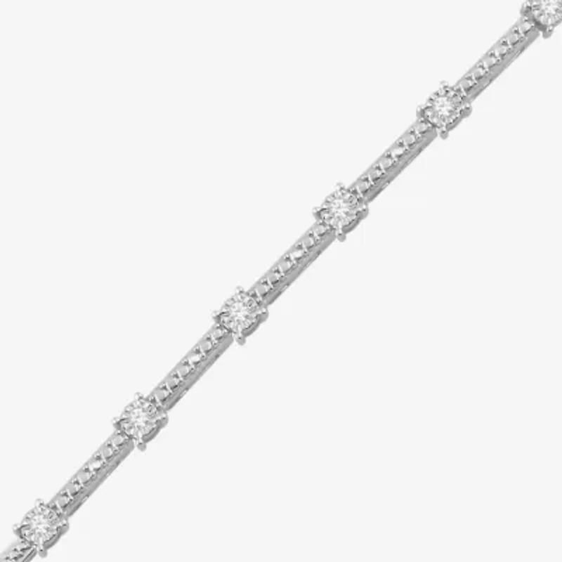 Womens 1/4 CT. T.W. Lab Grown White Diamond Sterling Silver 7.25 Inch Tennis Bracelet