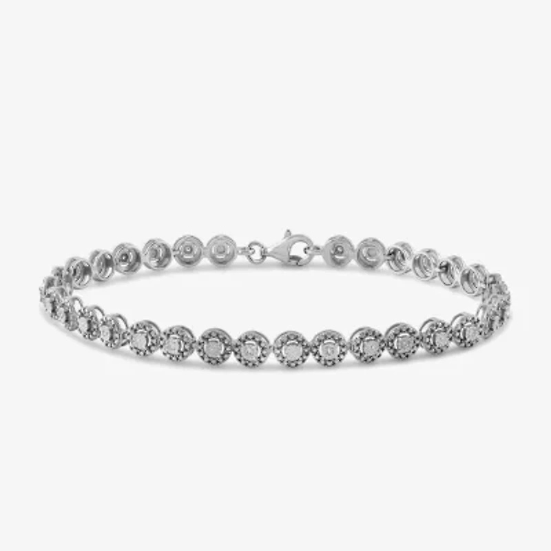 Womens 1/10 CT. T.W. Lab Grown White Diamond Sterling Silver 7.25 Inch Tennis Bracelet