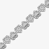 Womens 1/10 CT. T.W. Lab Grown White Diamond Sterling Silver Heart 7.25 Inch Tennis Bracelet