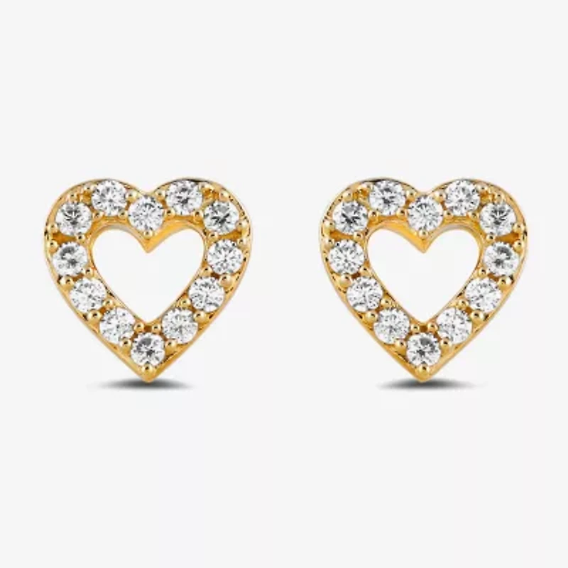 1/6 CT. T.W. Lab Grown White Diamond 14K Gold Over Silver 7mm Heart Stud Earrings