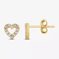 1/6 CT. T.W. Lab Grown White Diamond 14K Gold Over Silver 7mm Heart Stud Earrings