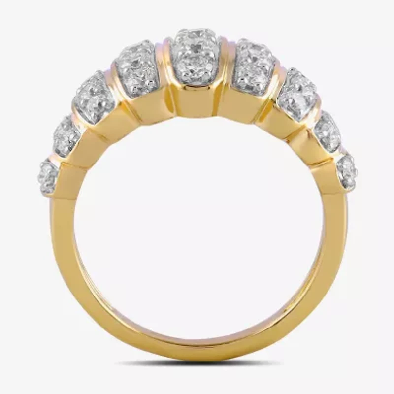 Womens 1 CT. T.W. Lab Grown White Diamond 14K Gold Over Silver Cocktail Ring