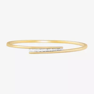 (F-Si1) Womens 1/2 CT. T.W. Lab Grown White Diamond 14K Gold Over Silver Bangle Bracelet