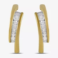 (F-Si1) Womens 1/2 CT. T.W. Lab Grown White Diamond 14K Gold Over Silver Sterling Silver 20.7mm Hoop Earrings
