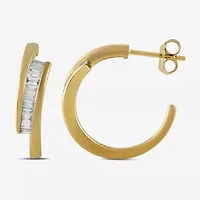 (F-Si1) Womens 1/2 CT. T.W. Lab Grown White Diamond 14K Gold Over Silver Sterling Silver 20.7mm Hoop Earrings