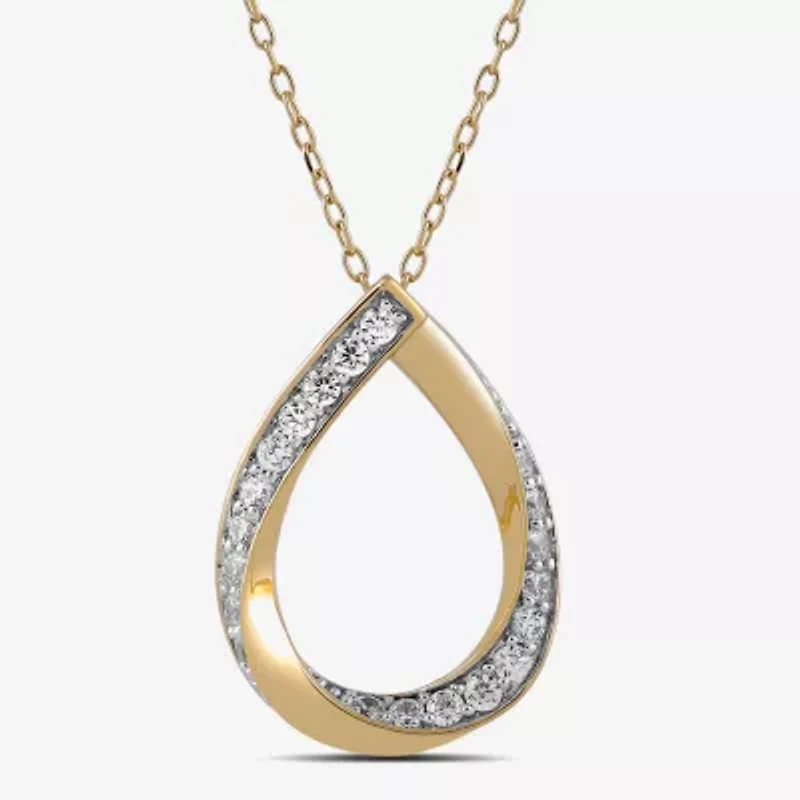 (I / I2) Womens 1/3 CT. T.W. Lab Grown White Diamond 14K Gold Over Silver Sterling Silver Oval 18 Inch Pendant Necklace