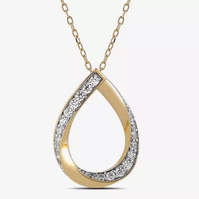 (I / I2) Womens 1/3 CT. T.W. Lab Grown White Diamond 14K Gold Over Silver Sterling Silver Oval 18 Inch Pendant Necklace