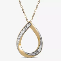 (I / I2) Womens 1/3 CT. T.W. Lab Grown White Diamond 14K Gold Over Silver Sterling Silver Oval 18 Inch Pendant Necklace