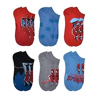 Little & Big Kid Boys 6 Pair Spiderman No Show Socks