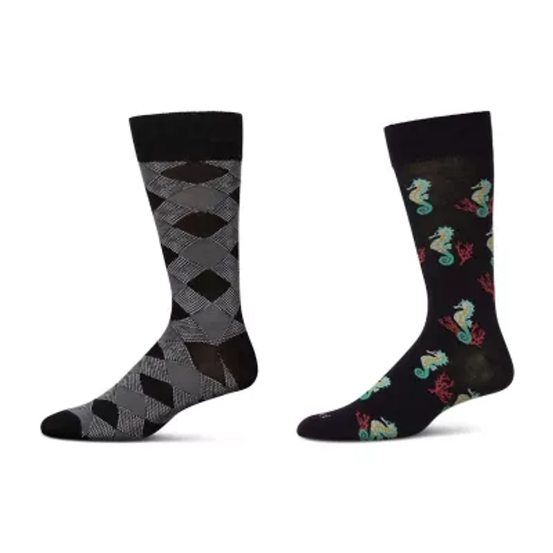 MeMoi Mens 2 Pair Crew Socks