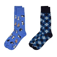 MeMoi Mens 2 Pair Crew Socks