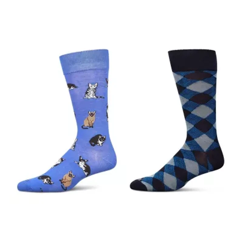 MeMoi Mens 2 Pair Crew Socks