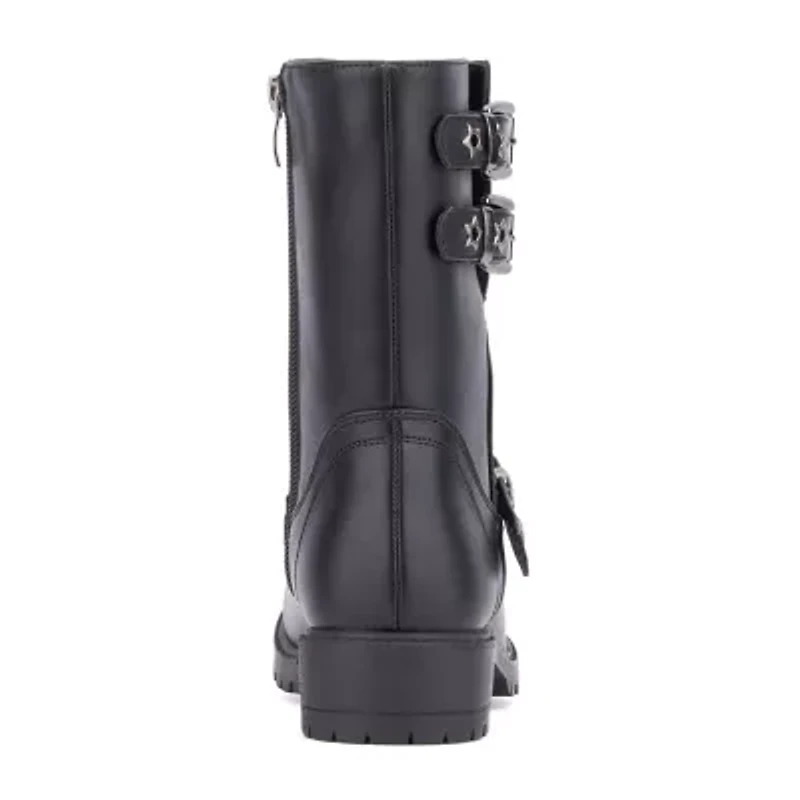 Olivia Miller Little & Big Kid Girls Moto Lug Sole Flat Heel Motorcycle Boots