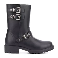 Olivia Miller Little & Big Kid Girls Moto Lug Sole Flat Heel Motorcycle Boots