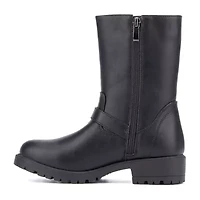 Olivia Miller Little & Big Kid Girls Moto Lug Sole Flat Heel Motorcycle Boots
