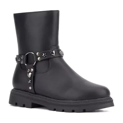 Olivia Miller Little & Big Kid Girls Harness Lug Flat Heel Chelsea Boots