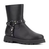 Olivia Miller Little & Big Kid Girls Harness Lug Flat Heel Chelsea Boots