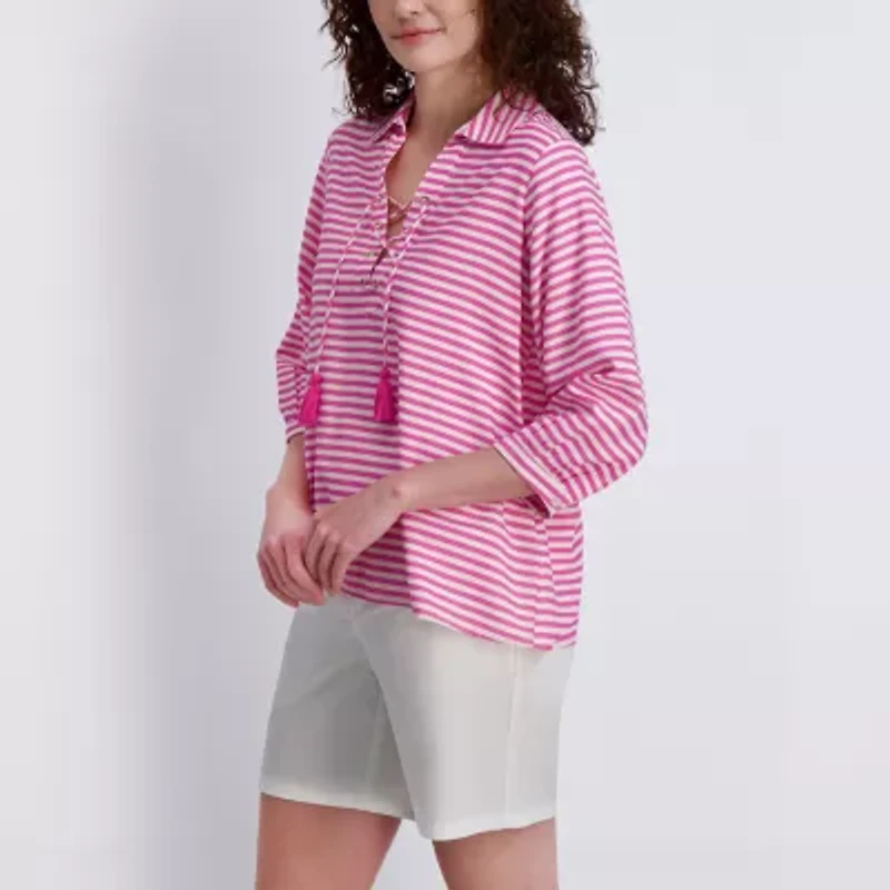 Stella Parker Womens Long Sleeve Tunic Top