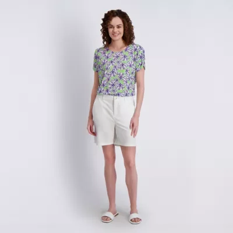 Stella Parker Womens Elbow Sleeve Regular Fit Button-Down Shirt