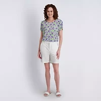 Stella Parker Womens Elbow Sleeve Regular Fit Button-Down Shirt
