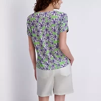 Stella Parker Womens Elbow Sleeve Regular Fit Button-Down Shirt