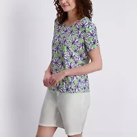Stella Parker Womens Elbow Sleeve Regular Fit Button-Down Shirt