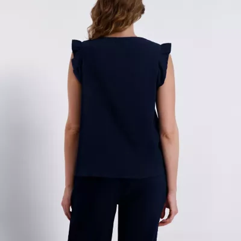 Stella Parker Womens V Neck Short Sleeve Tunic Top
