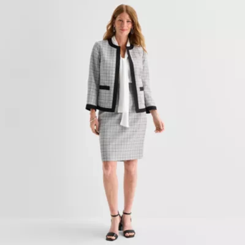 Black Label by Evan-Picone Tweed Womens Classic Fit Suit Jacket