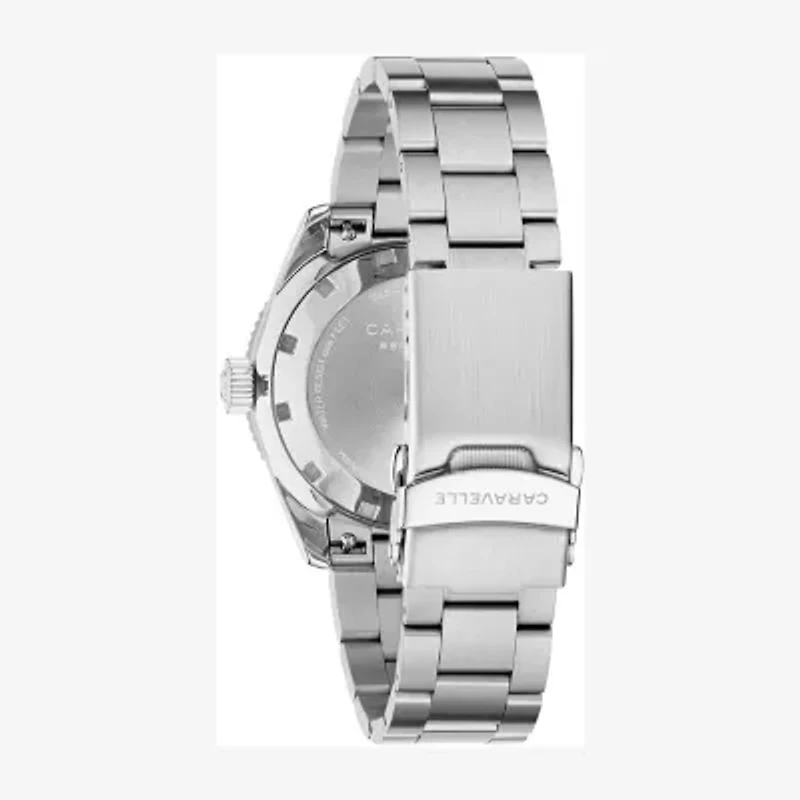 Caravelle Designed By Bulova Caravelle Sea Hunter Mens Automatic Silver Tone Stainless Steel Bracelet Watch 43b179