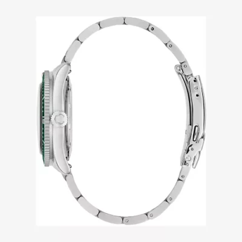 Caravelle Designed By Bulova Caravelle Sea Hunter Mens Automatic Silver Tone Stainless Steel Bracelet Watch 43b179