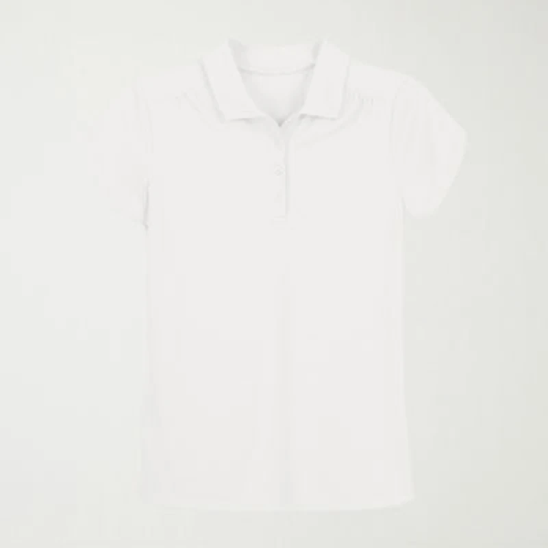 IZOD Performance Mesh Little & Big Kid Girls Short Sleeve Regular Fit Wrinkle Resistant Moisture Wicking Polo Shirt