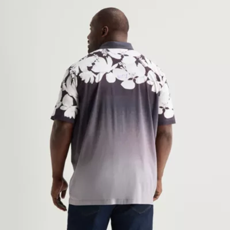 Shaquille O'Neal XLG™ Placement Print Mens Short Sleeve Regular Fit Big and Tall Button-Down Shirt